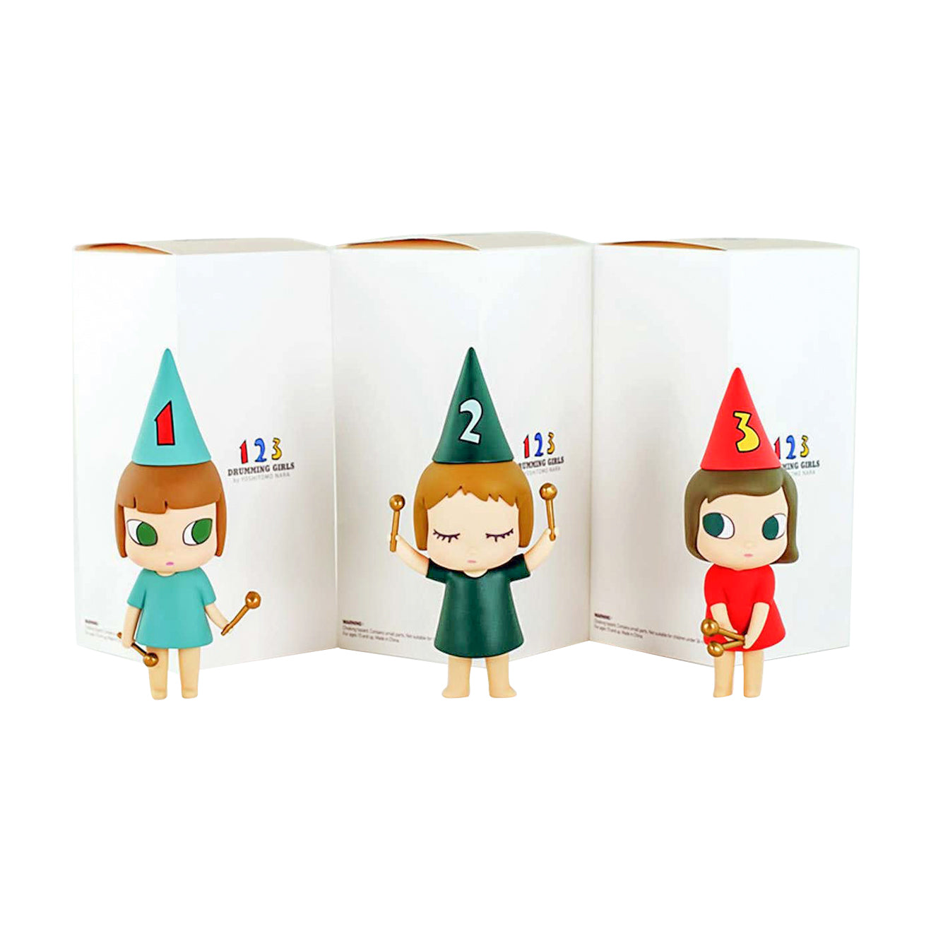 Yoshitomo Nara - "123 Drumming Girls" vinyl sculpture figures set