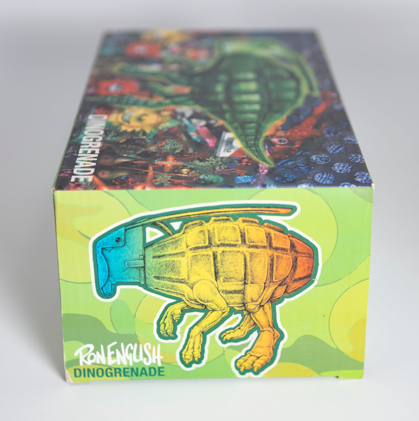 Ron English - "Dinogrinade" clear green glitter vinyl sculpture SIGNED