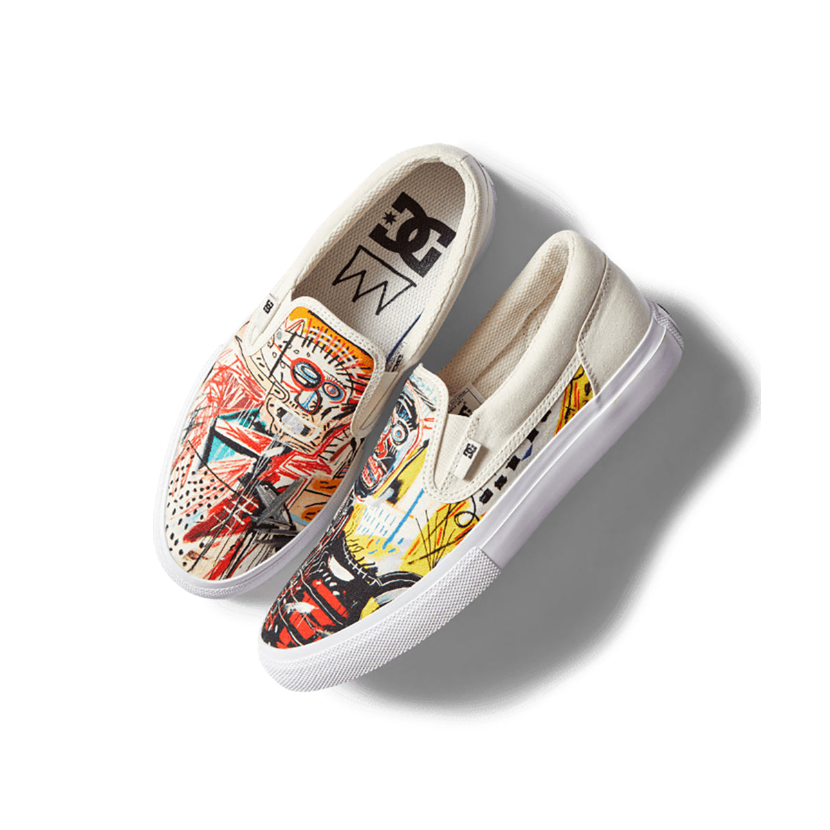 DC x Basquiat Manual Slip-On Shoes DC Shoe Co. Basquiat Manuel Slip On White Graffiti Print  main image 3