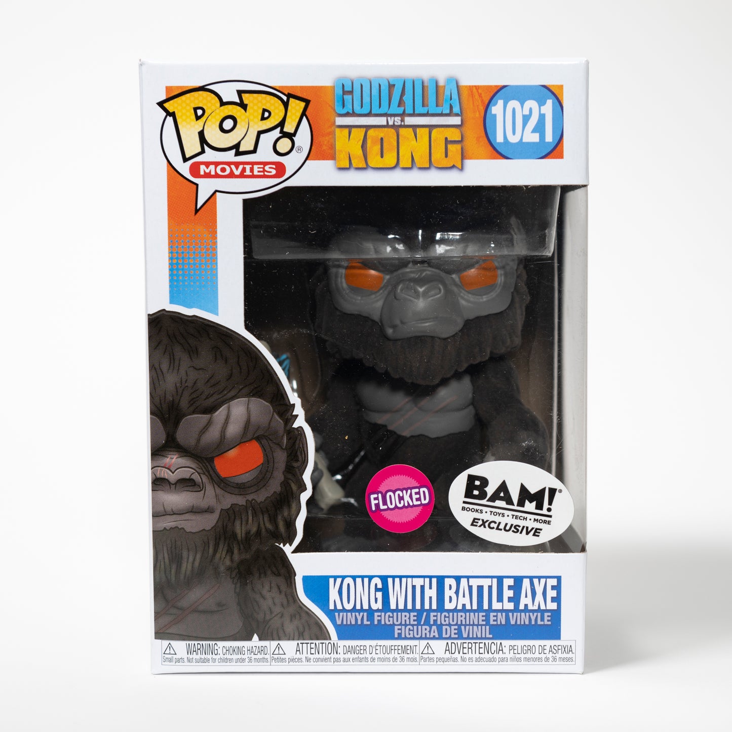 Funko Pop Movies Godzilla vs. King Kong 1021 Kong with Battle Axe BAM Exclusive, flocked