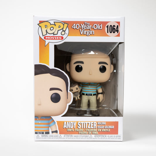 Funko Pop Movies The 40-Year-Old Virgin 1064 Andy Stitzer holding Oscar Goldman