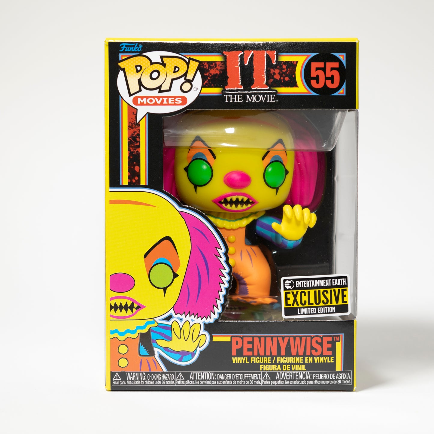 Funko Pop IT 55 Pennywise Entertainment Earth Exclusive Limited Edition Black Light