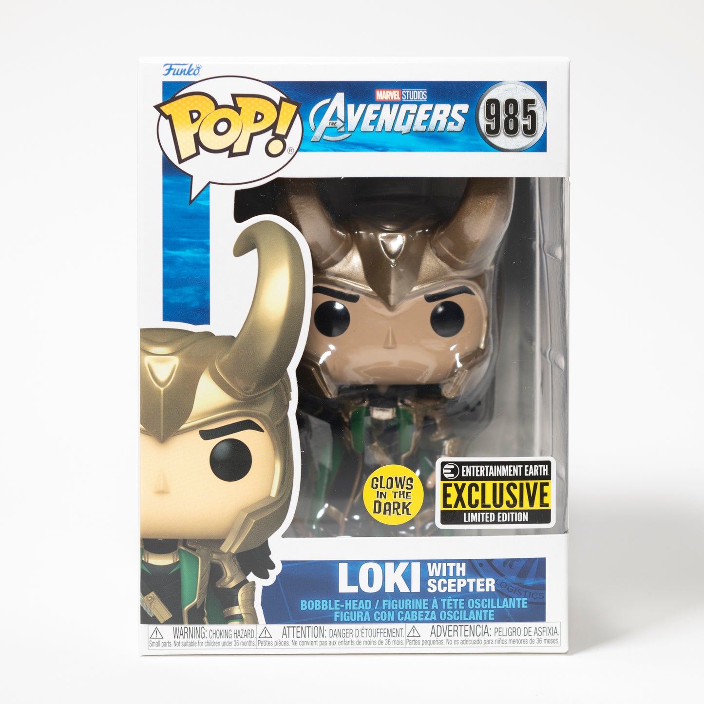 Funko Pop Marvel Avengers 985 Loki with Scepter Entertainment Earth Exclusive Limited Edition Glow in the Dark