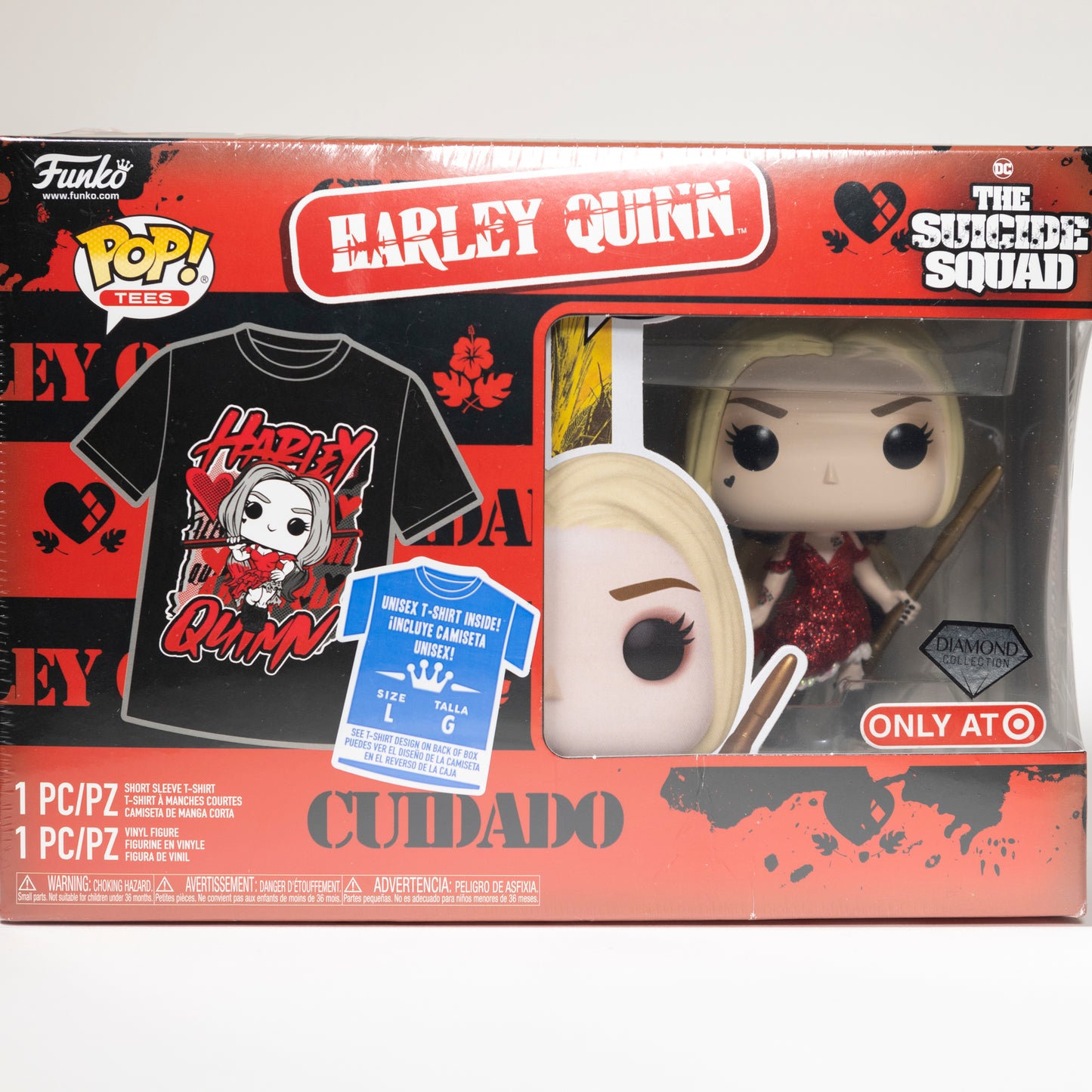 Funko Pop Batman 1111 Harley Quinn (Suicide Squad) Target Exclusive, Pop Tees box set, Diamond L