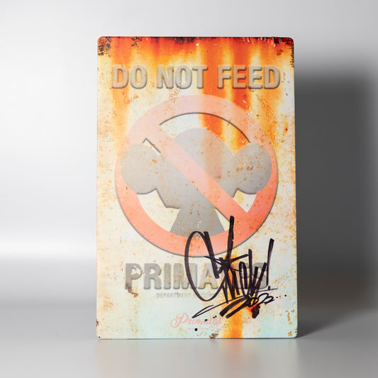 OG Slick "Do Not Feed" Primates signed metal print with original drawing