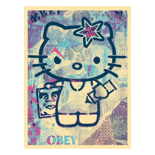 Obey Giant Shepard Fairey x Hello Kitty Limited Edition screen print