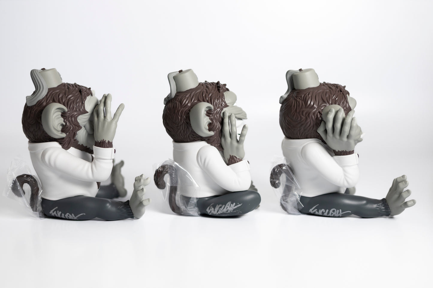 Ron English - More Evil Monkeys - vinyl sculpture monochrome SIGNED