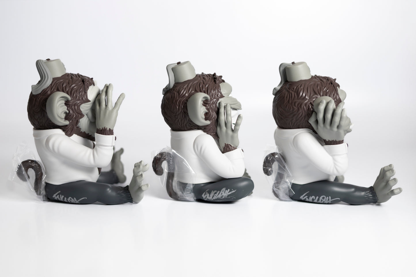 Ron English - More Evil Monkeys - vinyl sculpture monochrome SIGNED