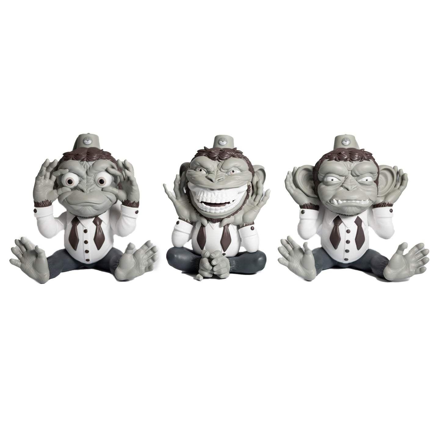 Ron English - More Evil Monkeys - vinyl sculpture monochrome SIGNED