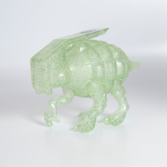 Ron English - "Dinogrinade" clear green glitter vinyl sculpture SIGNED