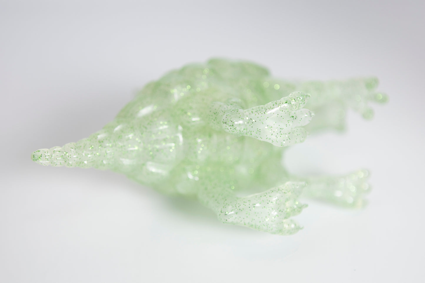 Ron English - "Dinogrinade" clear green glitter vinyl sculpture SIGNED