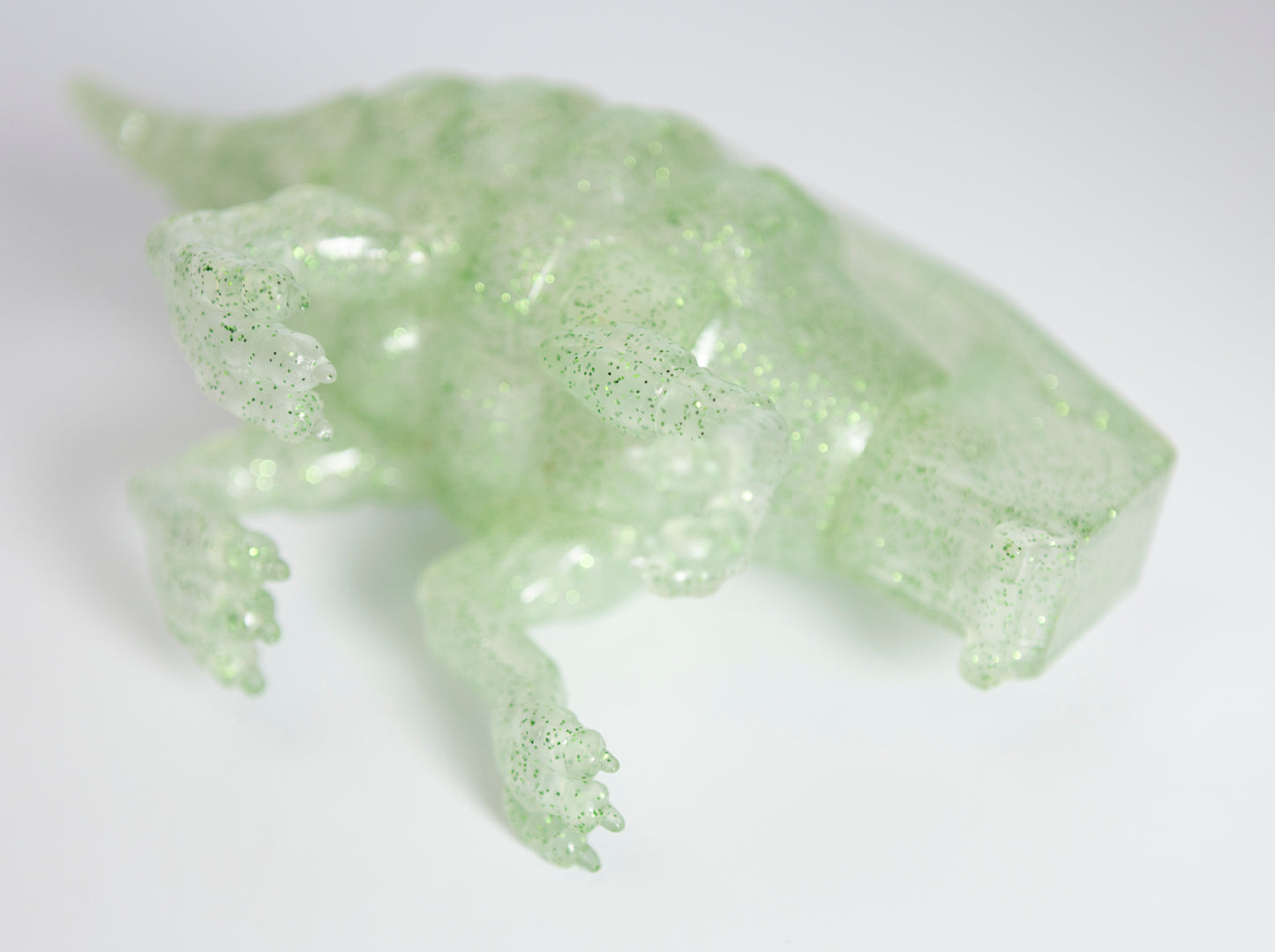 Ron English - "Dinogrinade" clear green glitter vinyl sculpture SIGNED