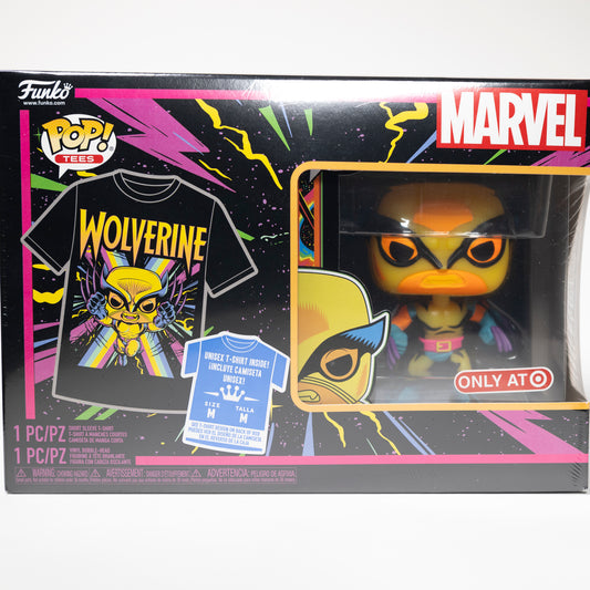 Funko Pop Tees Marvel 802 Wolverine Target Exclusive Black Light box set M