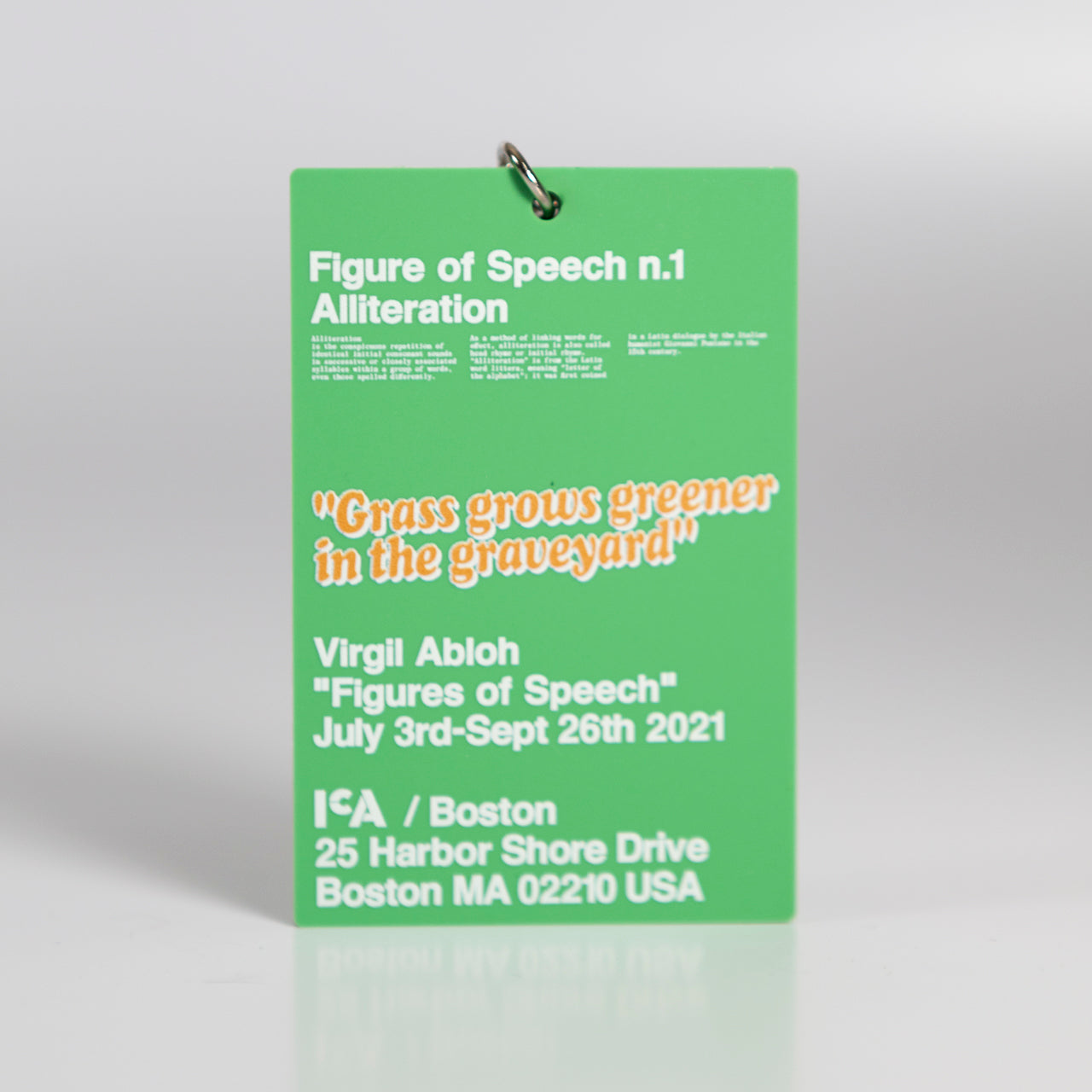 Virgil Abloh - "Figures of Speech" "n.1 Alliteration" green keychain