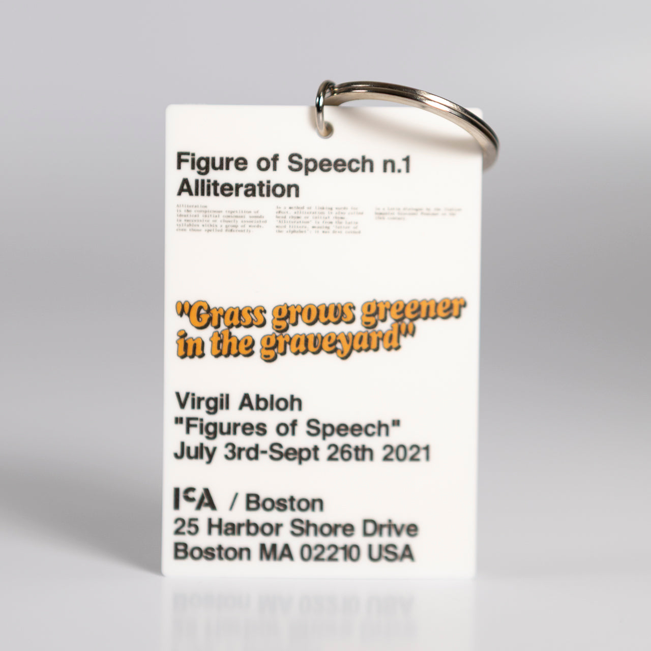 Virgil Abloh - "Figures of Speech" "n.1 Alliteration" white keychain